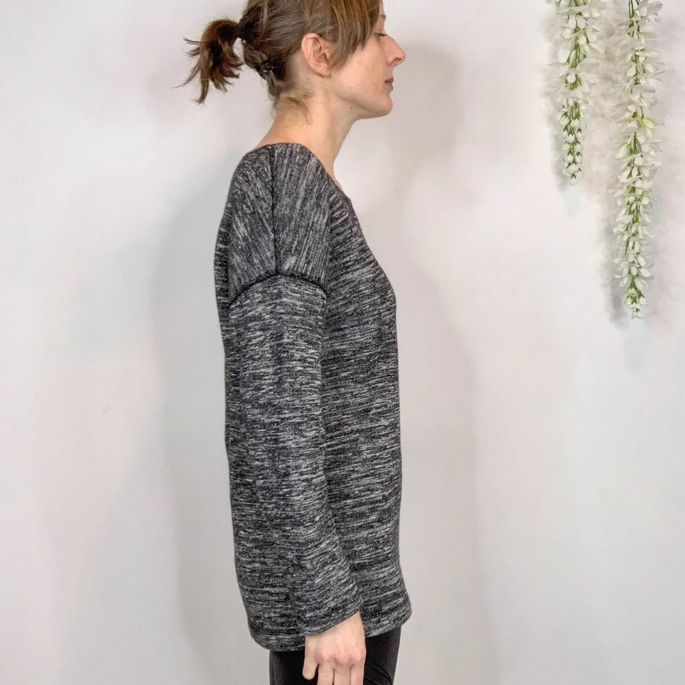 J. CREW space dyed knit sweater top exposed back zipper charcoal 2661